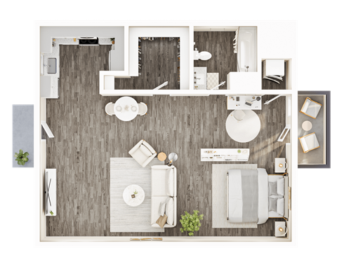 Floor plan for studio, 1 bath, 440 sqft